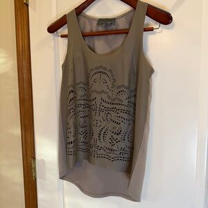 Anthropologie XS Faux Leather Taupe Cut-out Tank by Sundays in Brooklyn